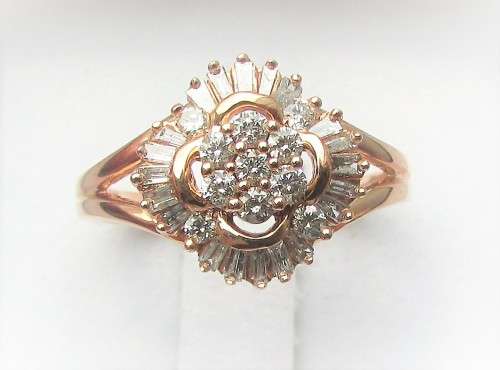 **STUNNING [R32083]** ROUND / BAGUETTE CUT [0.700ct] DIAMOND RING [ROSE GOLD] - BUY SAFE
