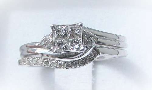 **3/4CT DEAL [R40258]** SWIRL DESIGN TWINSET [0.700ct] DIAMOND RING + BAND [WHITE GOLD] - BUY SAFE