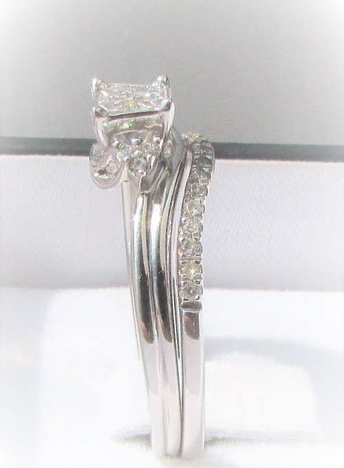**3/4CT DEAL [R40258]** SWIRL DESIGN TWINSET [0.700ct] DIAMOND RING + BAND [WHITE GOLD] - BUY SAFE