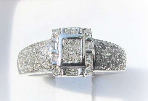 **DESIGNER PIECE [R41523]** ROUND/EMERALD CUT [0.750ct] DIAMOND BAND [WHITE GOLD] - BUY SAFE
