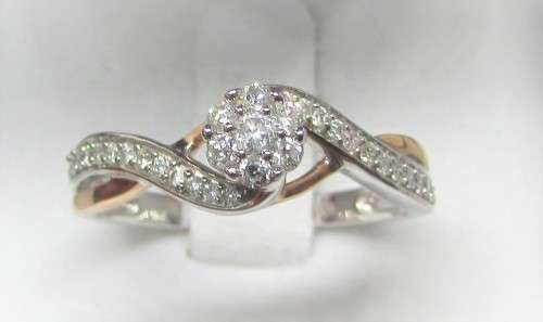 **SUPERB TWO TONE [R27639]** SWIRL DESIGN [0.350ct] DIAMOND RING [WHITE / ROSE GOLD] - BUY SAFE