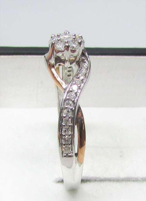 **SUPERB TWO TONE [R27639]** SWIRL DESIGN [0.350ct] DIAMOND RING [WHITE / ROSE GOLD] - BUY SAFE