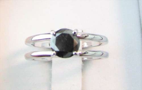 **BE UNIQUE** BLACK DIAMOND [0.650ct] ROUND CUT RING [18KT WHITE GOLD] - BUY SAFE