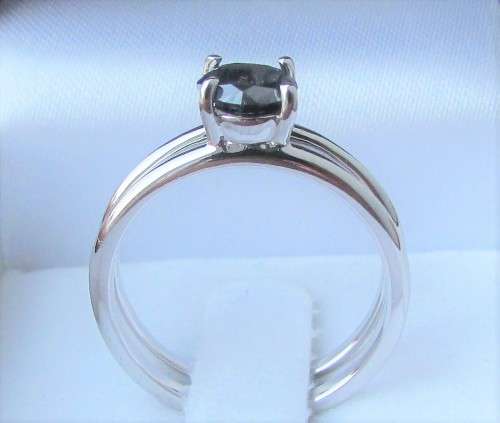 **BE UNIQUE** BLACK DIAMOND [0.650ct] ROUND CUT RING [18KT WHITE GOLD] - BUY SAFE
