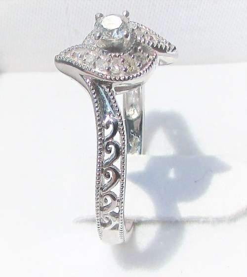 **DESIGNER PIECE | R21412** SWIRL SHAPED | 0.225ct | ROUND CUT DIAMOND RING | WHITE GOLD - BUY SAFE