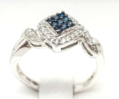 **LIMITED EDITION | R29262** BLUE CENTRE | 0.400ct | DIAMOND RING | WHITE GOLD - BUY SAFE