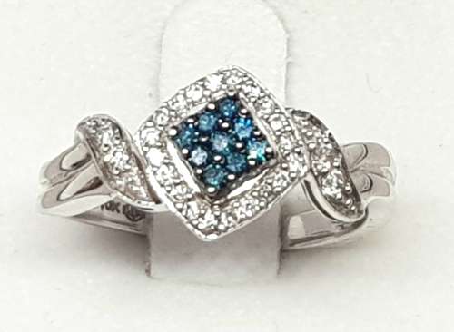 **LIMITED EDITION | R29262** BLUE CENTRE | 0.400ct | DIAMOND RING | WHITE GOLD - BUY SAFE