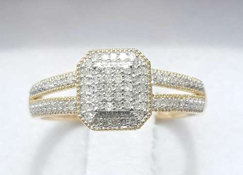 **SPLIT SHANK | R26639** DESIGNER | 0.300ct | CLUSTER DIAMOND RING | YELLOW GOLD - BUY SAFE