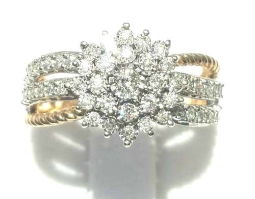 **BRILLIANT BUY [R47452]** 3 ROW DESIGN [1.00ct] DIAMOND RING [YELLOW/WHITE GOLD] - BUY SAFE