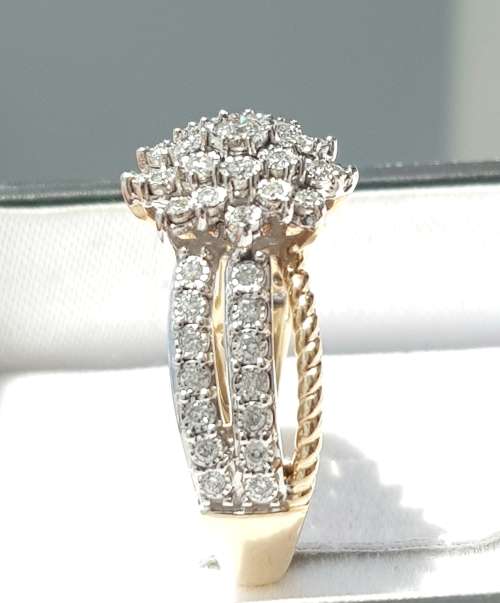 **BRILLIANT BUY [R47452]** 3 ROW DESIGN [1.00ct] DIAMOND RING [YELLOW/WHITE GOLD] - BUY SAFE