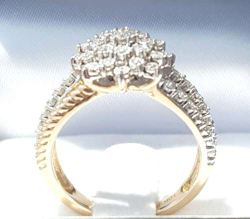**BRILLIANT BUY [R47452]** 3 ROW DESIGN [1.00ct] DIAMOND RING [YELLOW/WHITE GOLD] - BUY SAFE