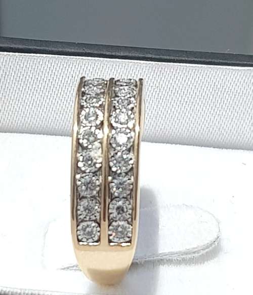 **GORGEOUS | R38419** 2 ROW DESIGN | 0.650ct | ROUND CUT DIAMOND BAND | YELLOW GOLD - BUY SAFE