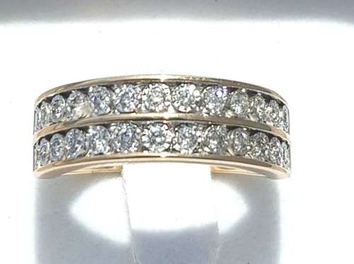 **GORGEOUS | R38419** 2 ROW DESIGN | 0.650ct | ROUND CUT DIAMOND BAND | YELLOW GOLD - BUY SAFE