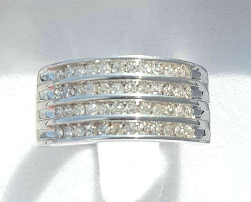 **GORGEOUS | R37419** FOUR ROW DESIGN | 0.750ct | ROUND CUT DIAMOND BAND | WHITE GOLD - BUY SAFE