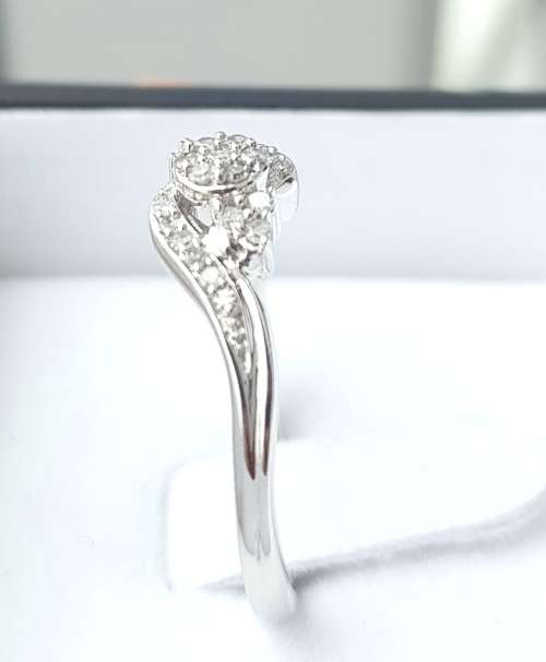 **PROMISE RING | R22639** ROUND CUT SWIRL DESIGN | 0.250ct | DIAMOND RING | WHITE GOLD - BUY SAFE