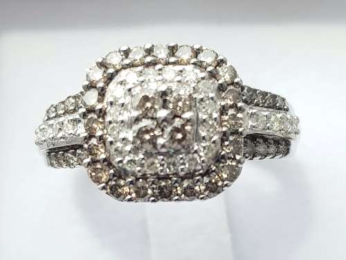 **WOW FACTOR | R45274** WHITE / CHAMPAGNE ROUND CUT | 1.00ct | DIAMOND RING | WHITE GOLD - BUY SAFE