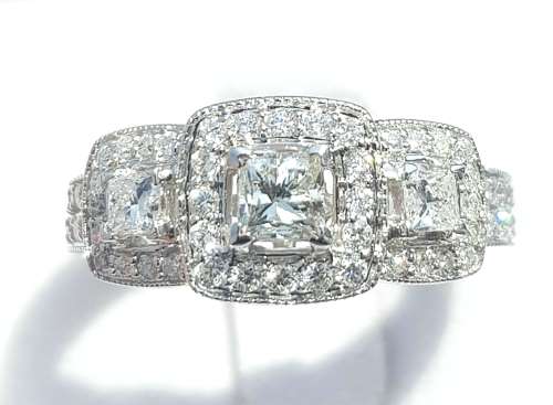 **HUGE DEAL | R71327** TRILOGY ROUND | PRINCESS CUT | 1.350ct | DIAMOND RING | WHITE GOLD - BUY SAFE