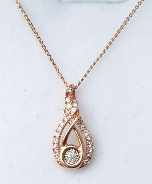 **STUNNING DESIGN [R19679]** DIAMOND INFINITY PENDANT [0.250ct] ROUND CUT + OPTIONAL CHAIN -BUY SAFE