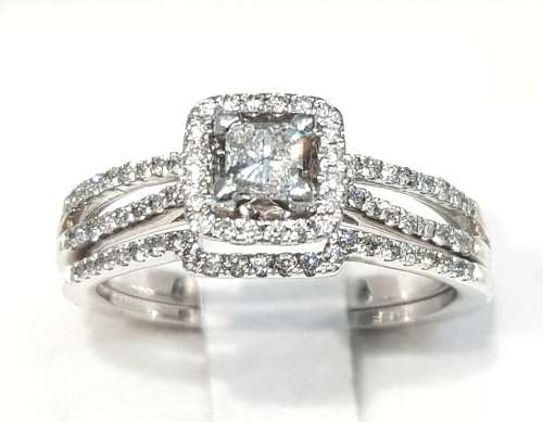**EXCEPTIONAL | R50853** PRINCESS BRIDAL TWINSET |1.00ct| DIAMOND RING | WHITE GOLD - BUY SAFE