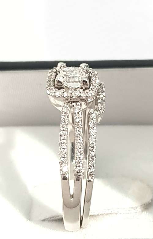 **EXCEPTIONAL | R50853** PRINCESS BRIDAL TWINSET |1.00ct| DIAMOND RING | WHITE GOLD - BUY SAFE