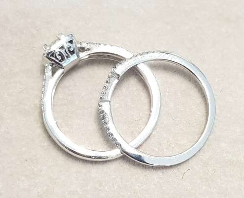 **EXCEPTIONAL | R50853** PRINCESS BRIDAL TWINSET |1.00ct| DIAMOND RING | WHITE GOLD - BUY SAFE