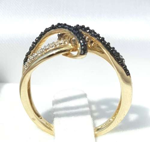 **WOW FACTOR | R29274** WHITE / BLACK ROUND CUTS | 0.350ct | DIAMOND RING | YELLOW GOLD - BUY SAFE