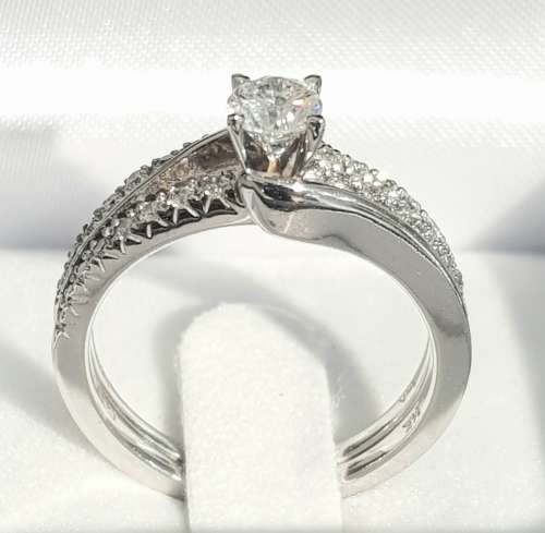 **EXCEPTIONAL | R50853** ROUND CUT BRIDAL TWINSET |1.00ct| DIAMOND RING | WHITE GOLD - BUY SAFE