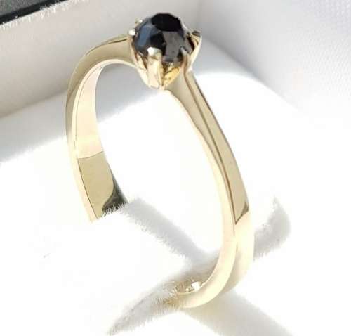 **BE UNIQUE** BLACK DIAMOND | 0.500ct | ROUND CUT | RING | YELLOW GOLD - BUY SAFE