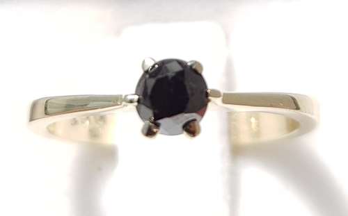 **BE UNIQUE** BLACK DIAMOND | 0.500ct | ROUND CUT | RING | YELLOW GOLD - BUY SAFE