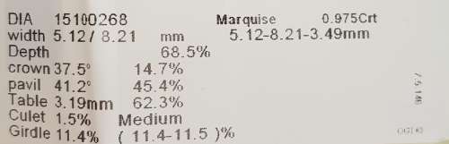 **CERTIFIED** MASSIVE | 0.975ct | MARQUISE CUT | COLOUR G | DIAMOND | SOUTH AFRICA - BUY SAFE
