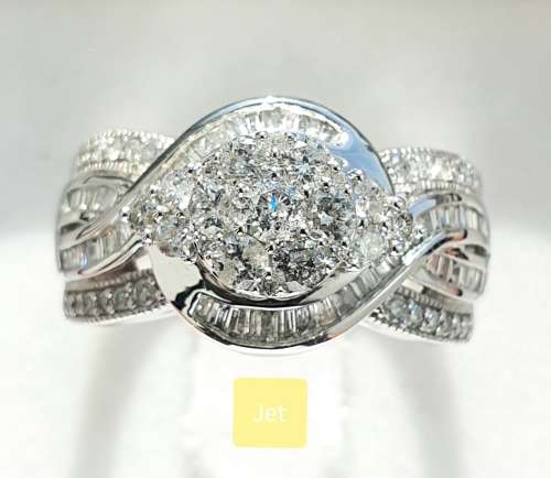 **SUPER OFFER | R74185** SWIRL DESIGN | 1.350ct | ROUND/BAGUETTE DIAMOND RING |WHITE GOLD - BUY SAFE