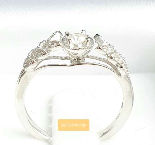 **DESIGNER | R26639** FILIGREE LEAF PATTERN | 0.325ct | DIAMOND RING | WHITE GOLD - BUY SAFE