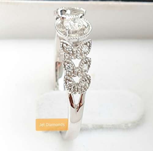 **DESIGNER | R26639** FILIGREE LEAF PATTERN | 0.325ct | DIAMOND RING | WHITE GOLD - BUY SAFE