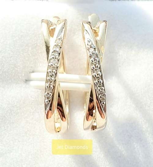 **DIAMOND HOOPS | R18893** ROUND CUT | 0.150ct | DIAMOND EARRINGS | YELLOW GOLD - BUY SAFE