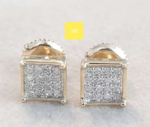 **DIAMOND CLUSTER | R20341** MICRO PAVE SET | 0.200ct | DIAMOND EARRINGS | YELLOW GOLD -  BUY SAFE