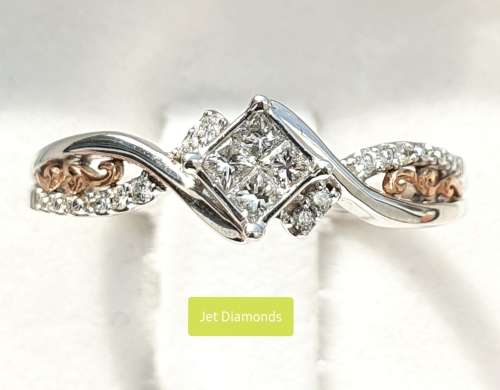 **SUPERB TWO TONE | R22639** SWIRL DESIGN | 0.250ct | DIAMOND RING | WHITE / ROSE GOLD - BUY SAFE