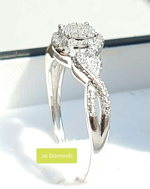 **SWIRL COLLECTION | R27639** DESIGNER | 0.250ct | CLUSTER DIAMOND RING | WHITE GOLD - BUY SAFE