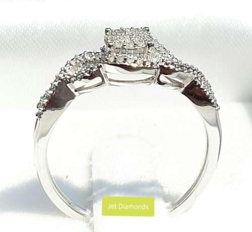 **SWIRL COLLECTION | R27639** DESIGNER | 0.250ct | CLUSTER DIAMOND RING | WHITE GOLD - BUY SAFE