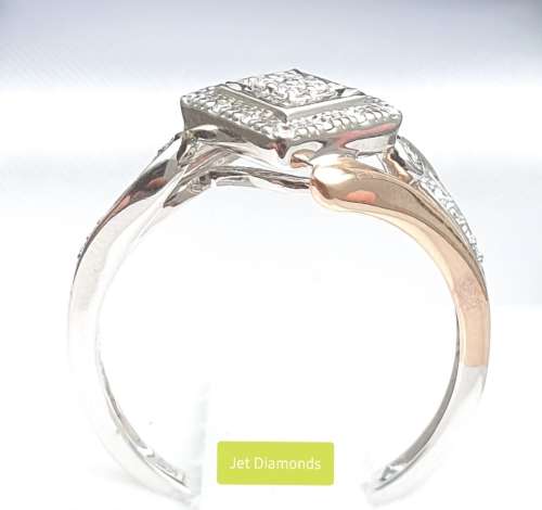 **SUPERB TWO TONE | R22639** SWIRL DESIGN | 0.250ct | DIAMOND RING | WHITE / ROSE GOLD - BUY SAFE