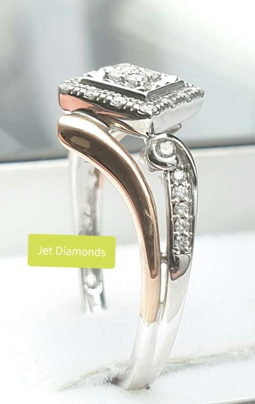 **SUPERB TWO TONE | R22639** SWIRL DESIGN | 0.250ct | DIAMOND RING | WHITE / ROSE GOLD - BUY SAFE