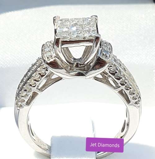 **HUGE DEAL | R71574** INVISIBLE ROUND | PRINCESS CUT |1.350ct| DIAMOND RING | WHITE GOLD - BUY SAFE