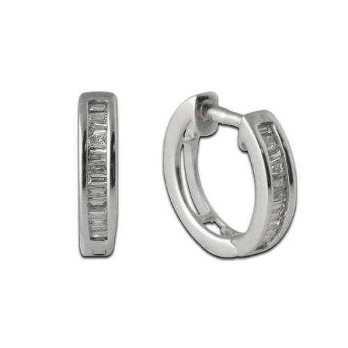 **DIAMOND HOOPS | R21893** BAGUETTE CUT | 0.300ct | DIAMOND EARRINGS | WHITE GOLD -  BUY SAFE
