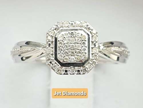 **PRINCESS COLLECTION | R21639** CLUSTER | 0.200ct | DIAMOND RING | WHITE GOLD - BUY SAFE