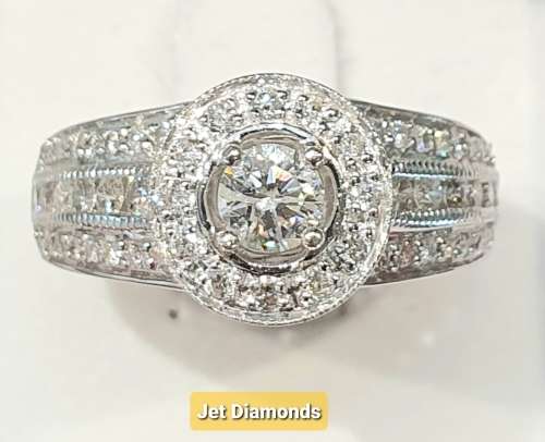 **HUGE DEAL | R73657** HALO DESIGN | ROUND CUT | 1.350ct | DIAMOND RING | WHITE GOLD - BUY SAFE