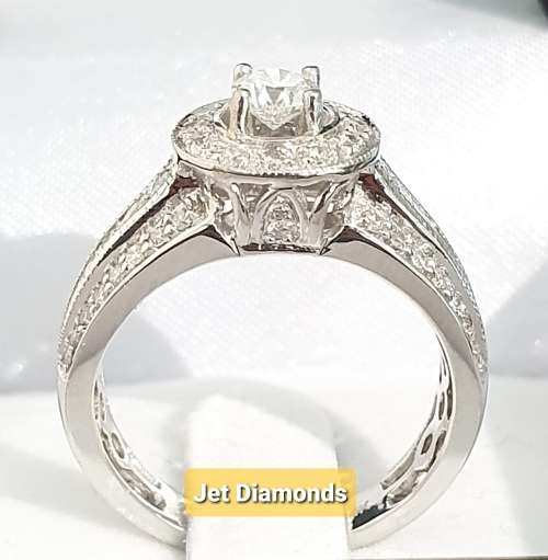 **HUGE DEAL | R73657** HALO DESIGN | ROUND CUT | 1.350ct | DIAMOND RING | WHITE GOLD - BUY SAFE