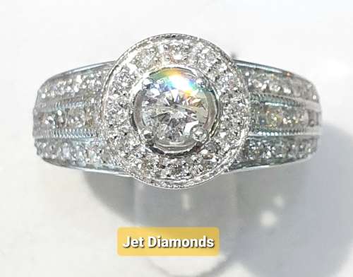 **HUGE DEAL | R73657** HALO DESIGN | ROUND CUT | 1.350ct | DIAMOND RING | WHITE GOLD - BUY SAFE
