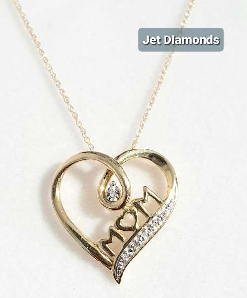 *GORGEOUS | R18736* DIAMOND HEART PENDANT |0.10ct| ROUND CUT | YELLOW GOLD + OPTIONAL CHAIN-BUY SAFE