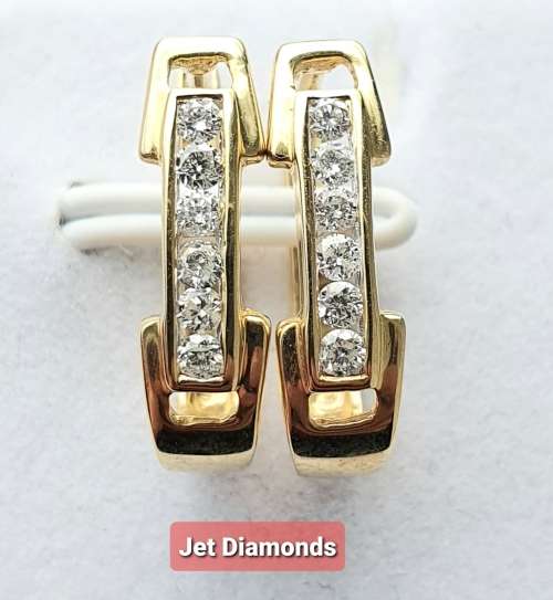 **DIAMOND HOOPS | R26874** ROUND CUTS | 0.300ct | DIAMOND EARRINGS | YELLOW GOLD -  BUY SAFE