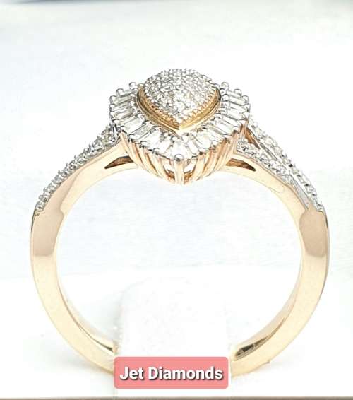 **CRAZY DEAL | R33639** PEAR DESIGN | 0.395ct | CLUSTER DIAMOND RING | YELLOW GOLD - BUY SAFE