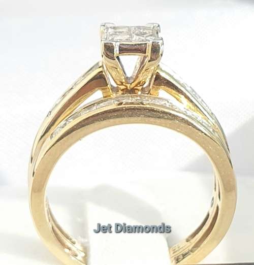 **PRINCESS DESIGN | R64853** BRIDAL TWINSET |1.00ct| DIAMOND RING | YELLOW GOLD - BUY SAFE